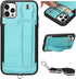 TOOVREN Wallet Case for iPhone 12/12 Pro Lanyard with Strap, Compatible with iPhone 12 6.1" 2020,Slim Designer Wallet Protective Case with Card Ho...